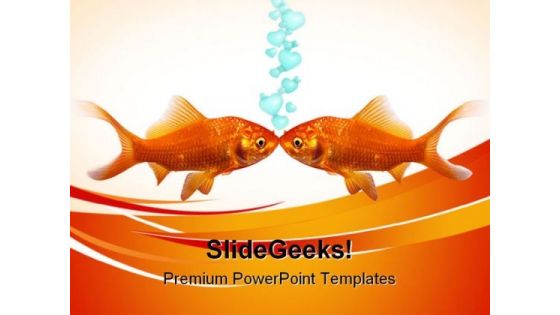 Goldfish In Love Animals PowerPoint Templates And PowerPoint Backgrounds 0611