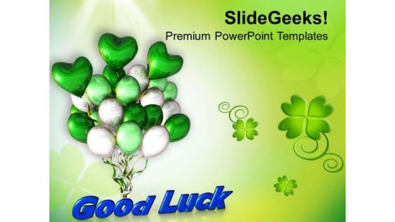 Good Luck With Air Balloons Patrick Day PowerPoint Templates Ppt Backgrounds For Slides 0313