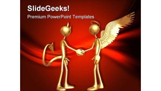 Good With Devil Handshake PowerPoint Templates And PowerPoint Backgrounds 0311