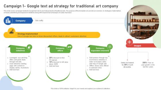 Google Ads Categories Campaign 1 Google Text Ad Strategy For Traditional Art Company MKT SS V Google Ads Categories Campaign 1 Google Text Ad Strategy For Traditional Art Company MKT SS V