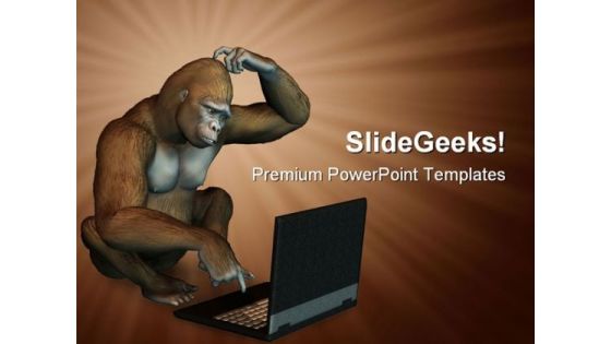 Gorilla With Laptop Business PowerPoint Templates And PowerPoint Backgrounds 0711