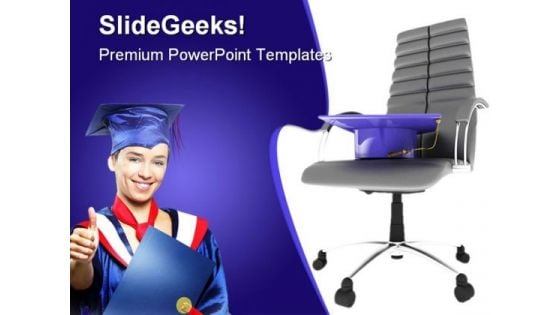 Graduate On Office Chair Business PowerPoint Template 1110