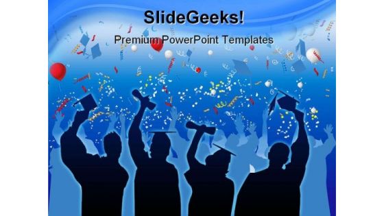 Graduation Students Celebrate Education PowerPoint Backgrounds And Templates 1210