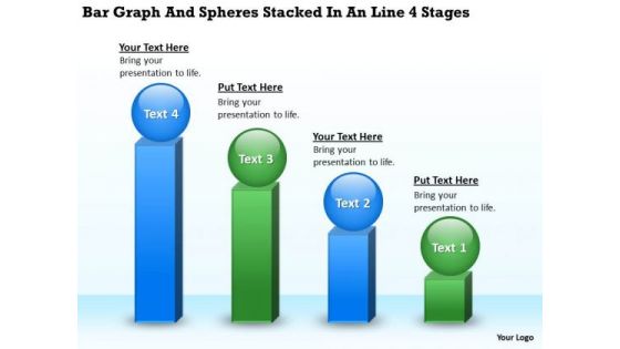 Graph And Spheres Stacked In Line 4 Stages Business Plan PowerPoint Slides