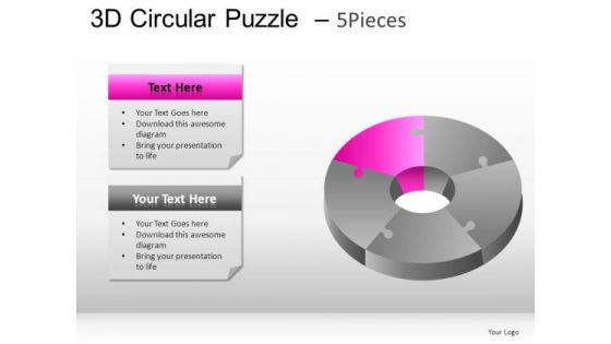 Graphic 3d Circular Puzzle 5 Pieces PowerPoint Slides And Ppt Diagram Templates