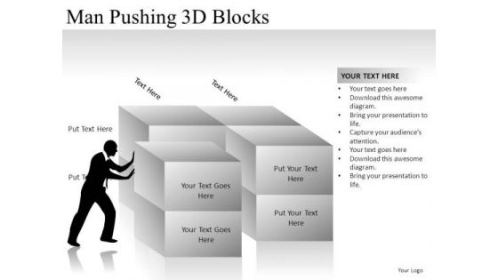 Graphic Man Pushing 3d Blocks PowerPoint Slides And Ppt Diagram Templates