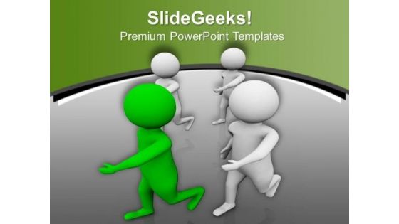 Grean Man Winning Race PowerPoint Templates Ppt Backgrounds For Slides 0713