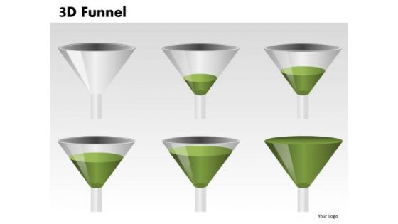 Green 3d Funnels PowerPoint Slides