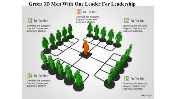 Green 3d Men With One Leader For Leadership