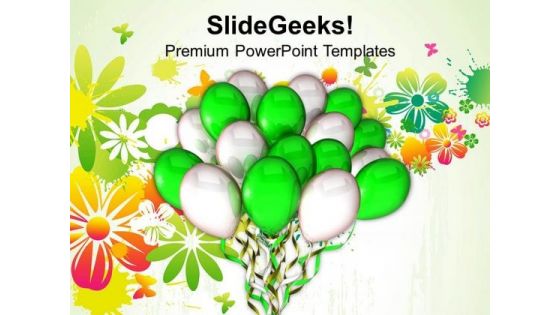 Green And White Balloons Entertainment PowerPoint Templates Ppt Backgrounds For Slides 0213