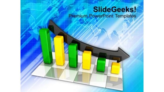 Green And Yellow Bar Chart With Arrow PowerPoint Templates Ppt Backgrounds For Slides 1212