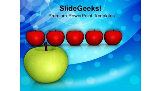 Green Apple Among Red Apples PowerPoint Templates Ppt Backgrounds For Slides 0813