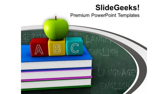 Green Apple And Abc Cubes PowerPoint Templates Ppt Backgrounds For Slides 0213