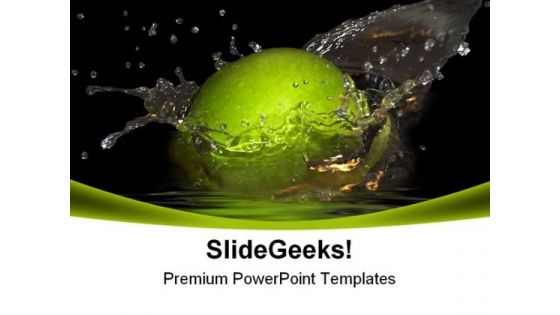 Green Apple And Bursts Food PowerPoint Themes And PowerPoint Slides 0311