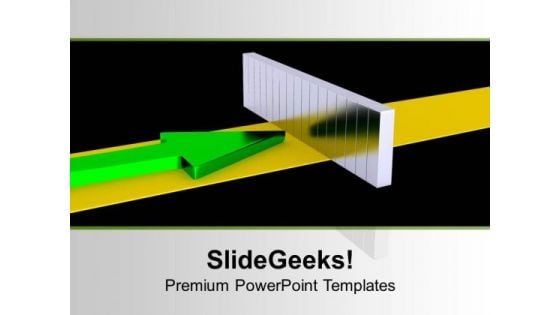 Green Arrow Hit The Wall PowerPoint Templates Ppt Backgrounds For Slides 0713 Green Arrow Hit The Wall PowerPoint Templates Ppt Backgrounds For Slides 0713