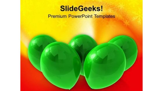 Green Balloons Festival PowerPoint Templates Ppt Backgrounds For Slides 1212