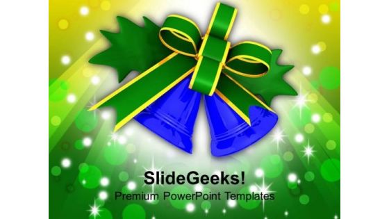Green Bow Tied Around Blue Bells PowerPoint Templates Ppt Backgrounds For Slides 1212 Green Bow Tied Around Blue Bells PowerPoint Templates Ppt Backgrounds For Slides 1212