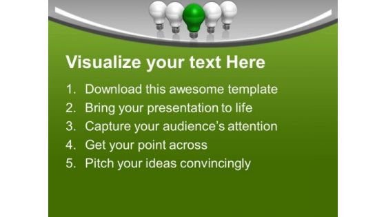 Green Bulb With White Be Different PowerPoint Templates Ppt Backgrounds For Slides 0213