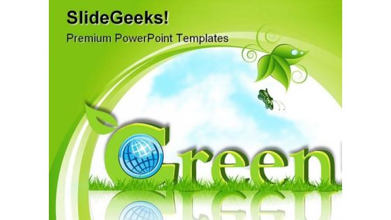 Green Card With Globe Environment PowerPoint Templates And PowerPoint Backgrounds 0311