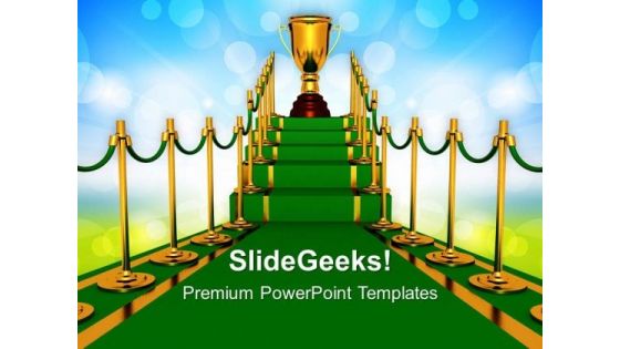 Green Carpet Path Winner Success PowerPoint Templates And PowerPoint Themes 0712