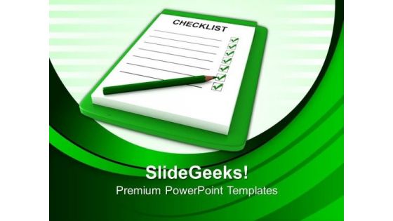 Green Checklist Business PowerPoint Templates And PowerPoint Themes 0712