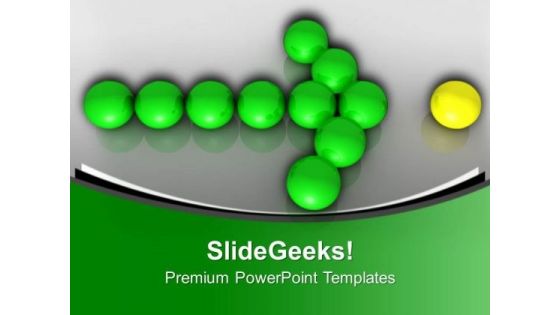 Green Christmas Balls Pointing Yellow Ball PowerPoint Templates Ppt Backgrounds For Slides 0213