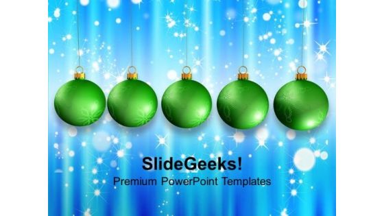 Green Christmas Baubles With Abstract PowerPoint Templates Ppt Backgrounds For Slides 1112