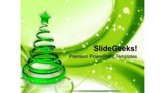 Green Christmas Tree With Glowing Background PowerPoint Templates Ppt Backgrounds For Slides 1112