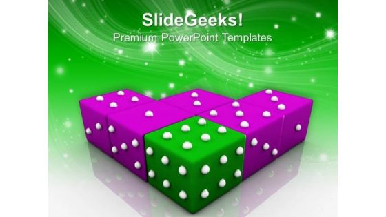 Green Dice Symbol Leadership PowerPoint Templates And PowerPoint Themes 0712