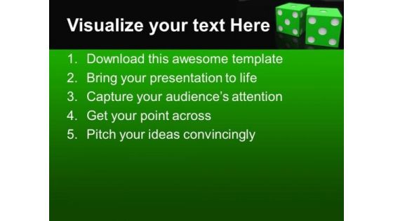 Green Dices On Black And Green Background Success PowerPoint Templates And PowerPoint Themes 1012