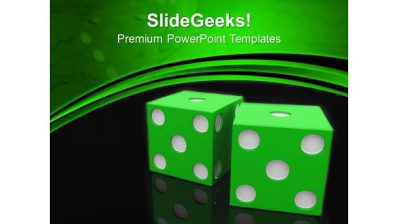 Green Dices On Black And Green Background Success PowerPoint Templates And PowerPoint Themes 1012