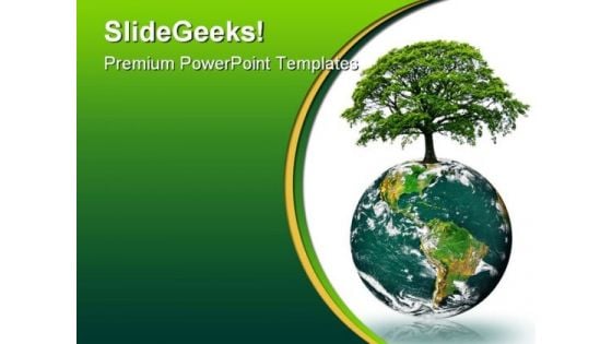 Green Earth Energy Globe PowerPoint Template 0810