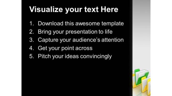 Green Folder Between Yellow Folder Business PowerPoint Templates And PowerPoint Themes 1012