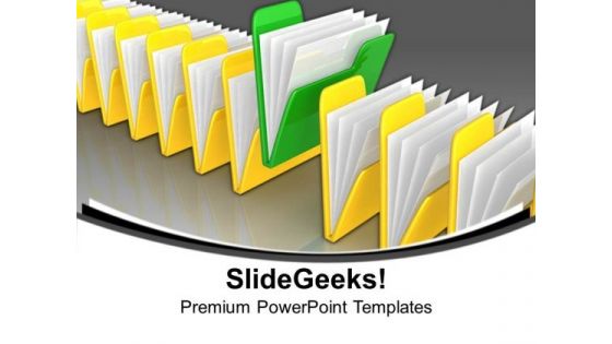 Green Folder Between Yellow Folder Business PowerPoint Templates And PowerPoint Themes 1012