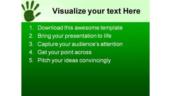 Green Grass Hand Nature PowerPoint Template 1110