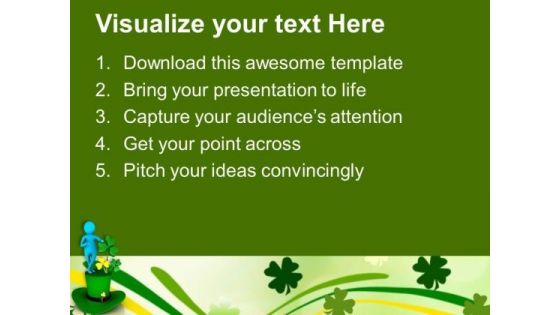 Green Hat Patricks Day Celebration PowerPoint Templates Ppt Backgrounds For Slides 0313