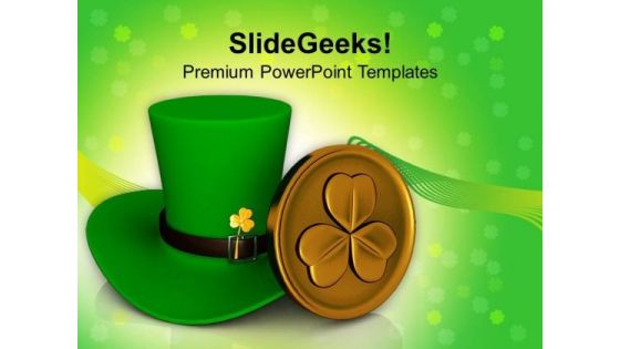 Green Hat Shamrock Patricks Day PowerPoint Templates Ppt Backgrounds For Slides 0313