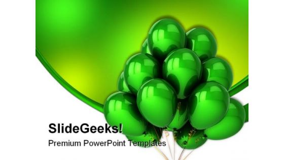 Green Helium Balloons Festival PowerPoint Themes And PowerPoint Slides 0311