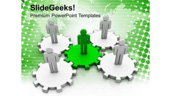 Green Leader With Grey Team PowerPoint Templates Ppt Backgrounds For Slides 0713