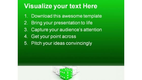 Green Leading Dice Winning Leadership PowerPoint Templates And PowerPoint Backgrounds 0211