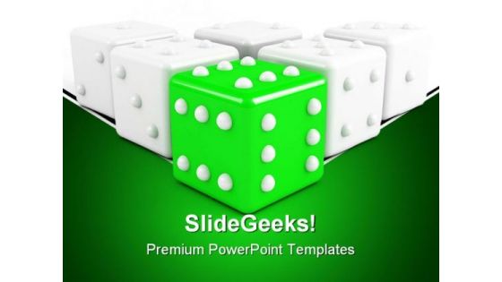 Green Leading Dice Winning Leadership PowerPoint Templates And PowerPoint Backgrounds 0211