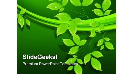 Green Leaves Floral Abstract PowerPoint Themes And PowerPoint Slides 0411