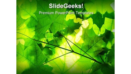 Green Leaves Nature PowerPoint Template 1110
