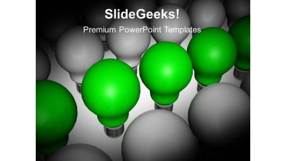 Green Light Bulbs Amongst Other PowerPoint Templates And PowerPoint Themes 1012