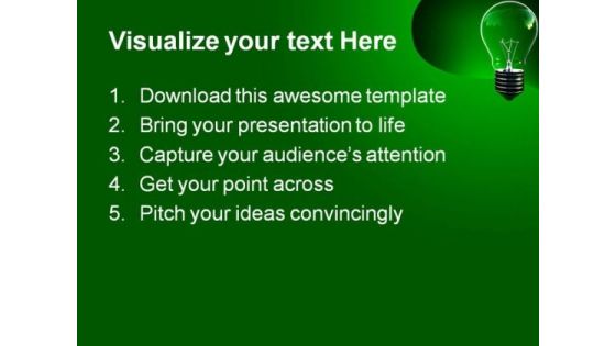 Green Light Eco Bulb Environment PowerPoint Themes And PowerPoint Slides 0511