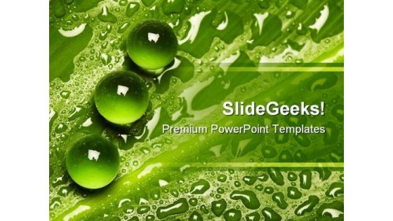 Green Pearl Drops Nature PowerPoint Background And Template 1210