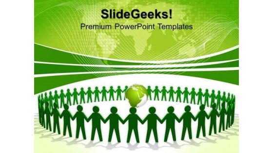 Green People Holding Hands Teamwork PowerPoint Templates And PowerPoint Themes 0812