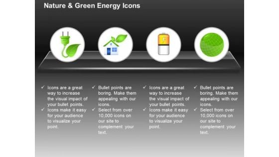 Green Plug With Home Battery And Green Globe For Ecology And Green Energy Ppt Slides Graphics