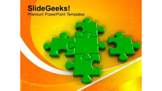 Green Puzzles Combined To Form Solution PowerPoint Templates Ppt Backgrounds For Slides 0113