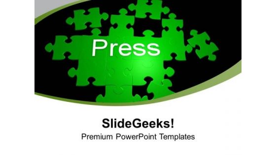 Green Puzzles Forming Word Press PowerPoint Templates Ppt Backgrounds For Slides 0213